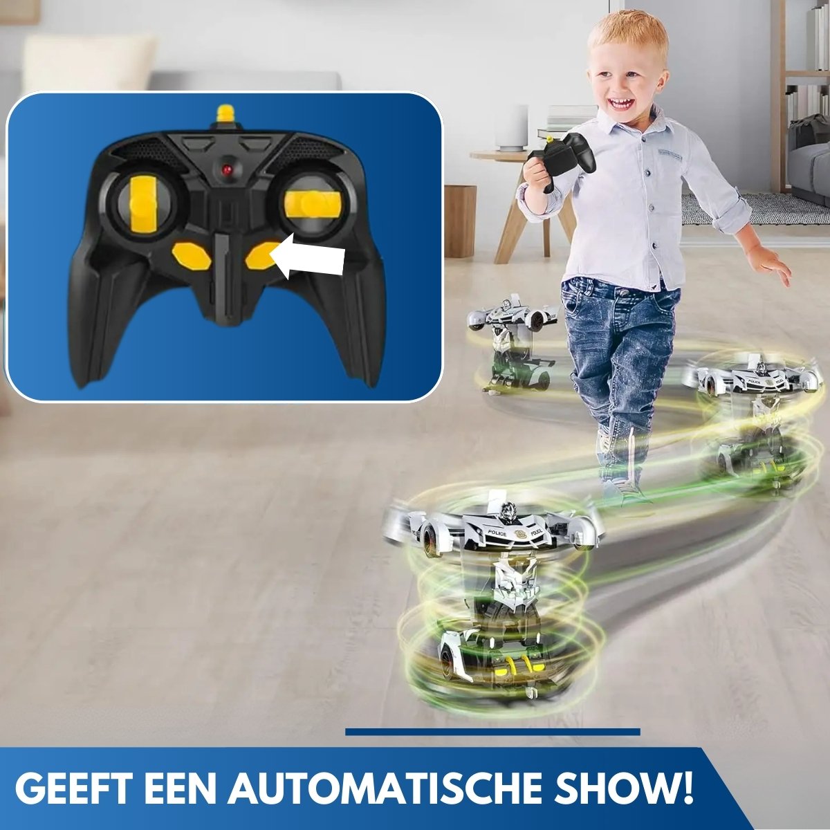 Boncy® Bestuurbare RC Auto - Transformerende Lambo Politie - Jongens Meisje Volwassenen - Robot Speelgoed Binnen Buiten - Afstandbestuurbaar Race Drift Car - Afstandsbestuurbaar Raceauto Accu - Stuntauto Bestuurbaar Elektrisch Autos Afstandsbediening — afbeelding 5