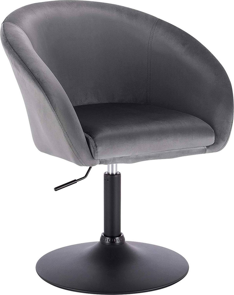 Bolt Edge Barkruk - Industrial - Donkergrijs - Velvet - Verstelbaar - Met rugleuning - Set van 1
