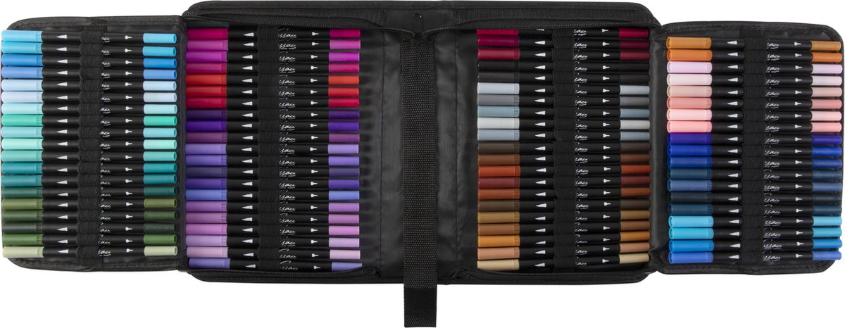 Stiften voor Volwassenen en Kinderen 120pcs - Dual Brushpennen & Fineliners - Bulletjournal producten - Markeerstiften - Kleurstiften - Dualmarkers - Luxe Opbergetui - Nassau Fine Art — afbeelding 3