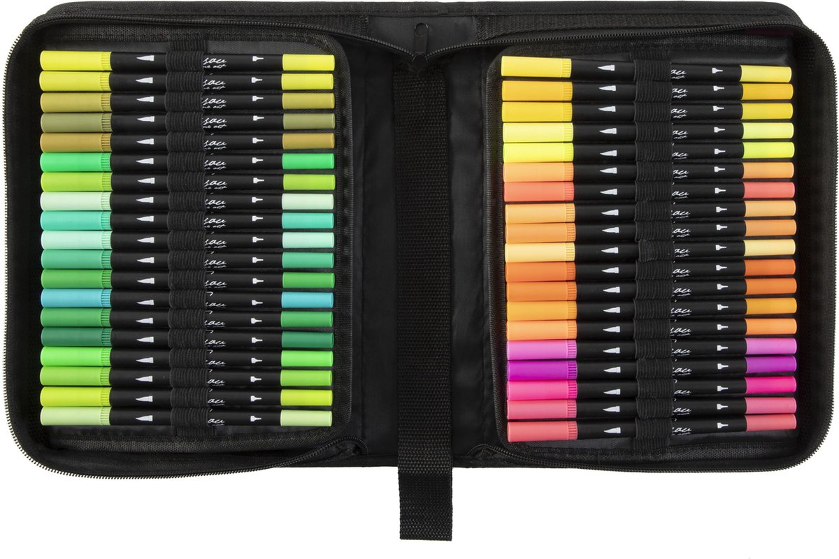 Stiften voor Volwassenen en Kinderen 120pcs - Dual Brushpennen & Fineliners - Bulletjournal producten - Markeerstiften - Kleurstiften - Dualmarkers - Luxe Opbergetui - Nassau Fine Art — afbeelding 4