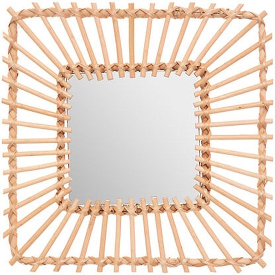 Atmosphera Wandspiegel - rond - D60 cm - rotan - beige - spiegel | Leen Bakker