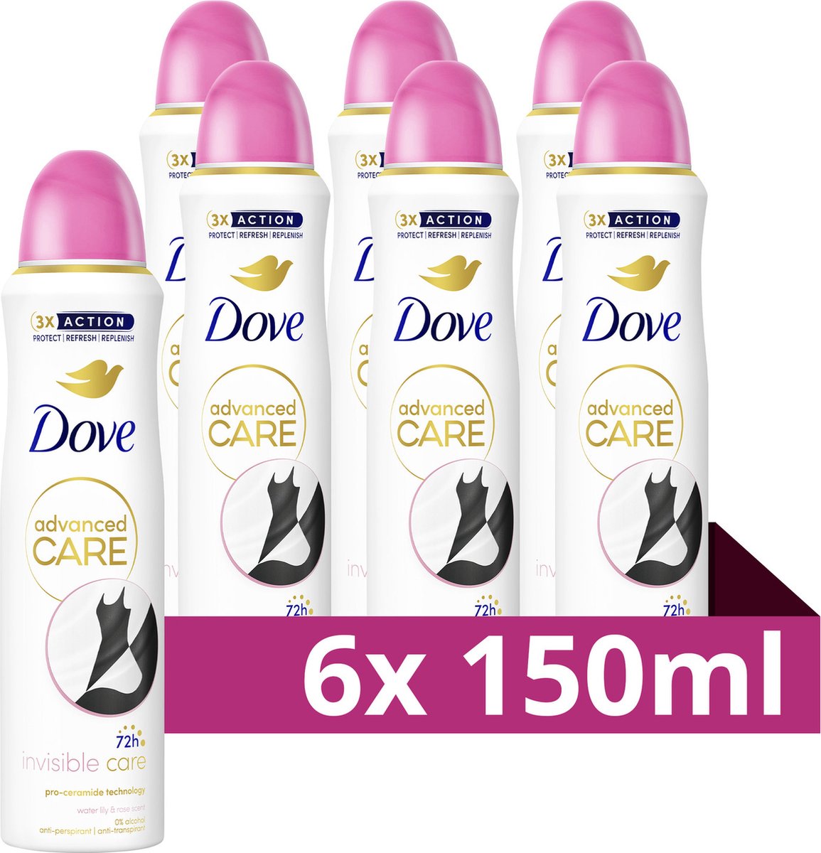 Goedkoopste Dove Advanced Care Anti-Transpirant Deodorant Spray - Invisible Care - 6 x 150 ml - Voordeelverpakking