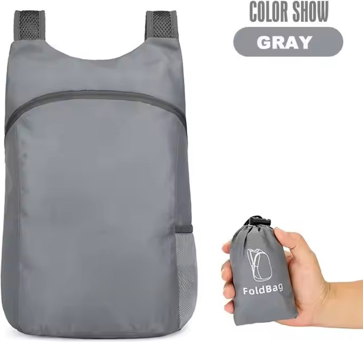 Rugtas - Rugzak - Opvouwbaar Lichtgewicht - Rugzak Heren en Dames Outdoor - Backpacken - Camping - Spatwaterdicht - Schooltas - Wandelen - Reizen - Grijs