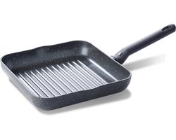 BK Universe Keramische Grillpan Vierkant 26m – PFAS-vrij – Inductie Grillpan – Ovenbestendig tot 160°C – Vaatwasserbestendig – Snelle opwarming – Koudgrepen - Zonder deksel – Zwart