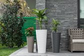 Set van 3 lange hoge bloempotten in 3 kleuren S M & L taupe antraciet wit Rond Hoog bloembakken Rond