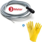 Ontstoppingsveer 3 Meter inclusief een 1 Paar Handschoen van Maxenza - Rioolveer - Rioolontstopping - Rioolveer - Rioolreiniging - Afvoer Ontstoppen - Verstopte Gootsteen