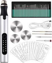 Elektrische graveerpen- graveergereedschapset- graveerapparaat- USB mini graveerpen met graveeraccessoires voor houtsnijwerk- glas- hout- metaal- steen- kunststof- keramiek- sieraden- nagels