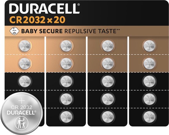 Duracell 2032 Lithium-knoopcelbatterijen - 3V, CR2032 - 20 stuks
