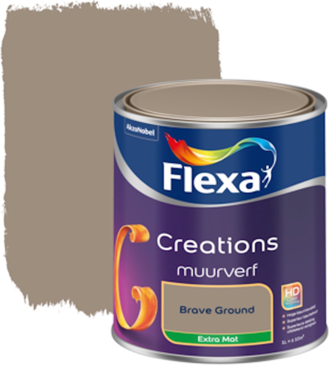 Flexa Creations Muurverf - Extra Mat - Brave Ground - 1 liter - Binnenmuurverf - Dekkend