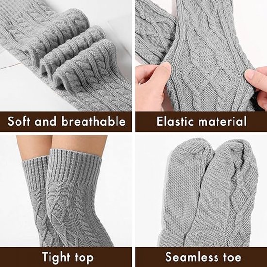 MoonyLI 1 paar extra lange sokken lange katoenen gebreide warme dikke hoge lange laarzen kousen beenwarmers panty lange kousen dames dijbeen hoge sokken, 5#, 91 cm