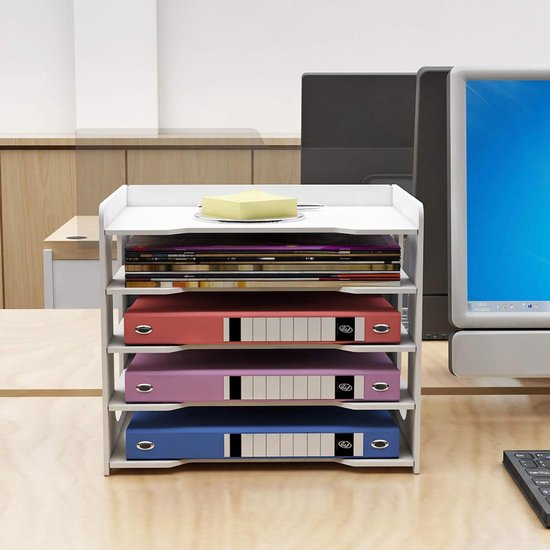 Umllpet 5-Tier Büro Aktenablage, Briefablage weiß, A4 Papier Organizer für Schreibtisch