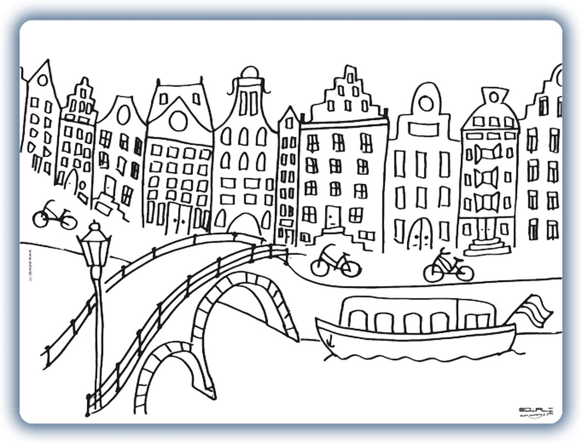 Placemat Rondvaart - inkleurbaar en uitveegbaar - 30 x 40 cm