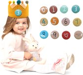 couronne d'anniversaire-forme de couronne royale avec l'âge de votre choix de 1 à 9 ans- Katoen confortable - Design Elegant - Comfort ultime -jaune