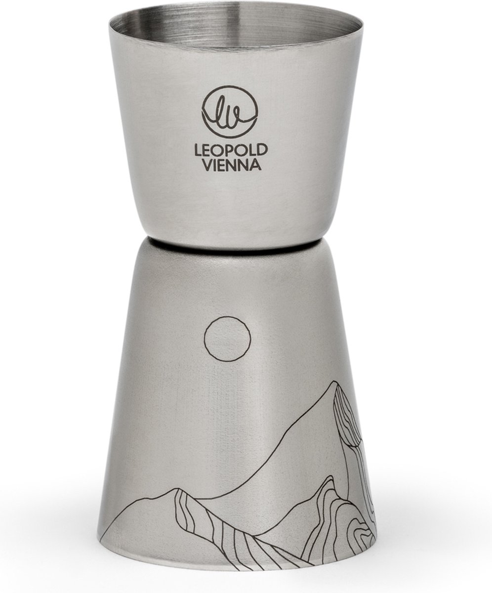 Leopold Vienna - Barmaatje 20/40ml RVS jigger - pipet met lasergravure Mountains