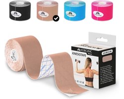 Mobiclinic - Kinesiotape - Model Mobitape - Neuromusculaire kleefzwachtel - Spierpijnbestrijding - Elastisch - Waterdicht - Kinesiologie bandage - Geschikt voor meerdere zones - Rol - 5x5 cm - Beige