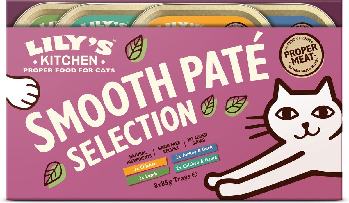 8x 85g Lily's Kitchen Smooth Pate Selection voorkatten mixpakket (4 soorten) katten natvoer