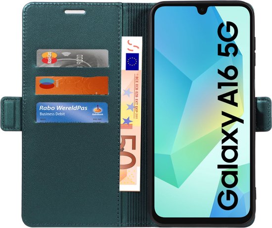 Convient pour Samsung Galaxy A16 Case - Book Case Case - Coque Amovible - Fermeture Magnétique - Portefeuille Turquoise