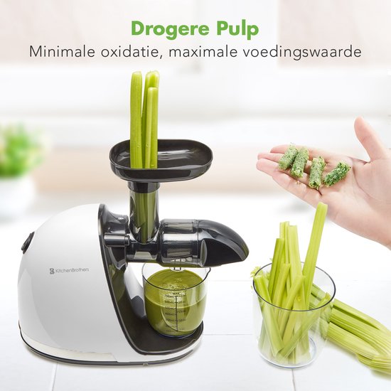 KitchenBrothers Slowjuicer - Juicer - Groenten en Fruitpers - 700ml - Met Pulpreservoir - Juice Maker - Parelwit van KitchenBrothers — afbeelding 4