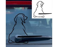 Autosticker - Hond met Staart Ruitenwisser - Grappige Auto Sticker Zwart - Hoogwaardig Vinyl - Autostickers Wrap Folie - Geschikt voor Alle Automerken / Universeel - 32CM