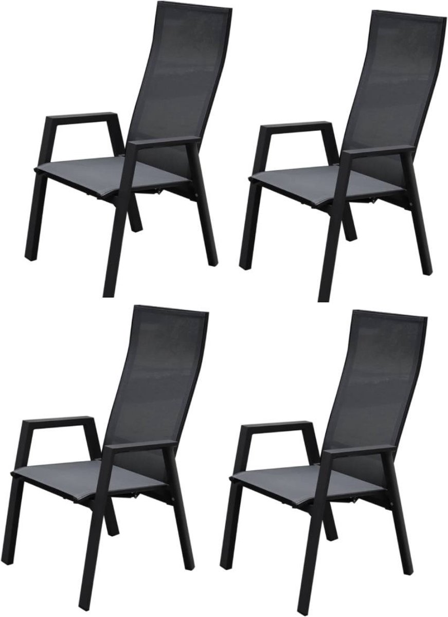 Nancy dining tuinstoel verstelbaar antraciet textileen set van 4