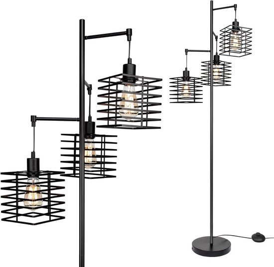 Industriële Vloerlamp - Mexlite - Metaal - Industrieel - E27 - L: 25cm Industriële Vloerlamp - Mexlite - Metaal - Industrieel - E27 - L: 25cm