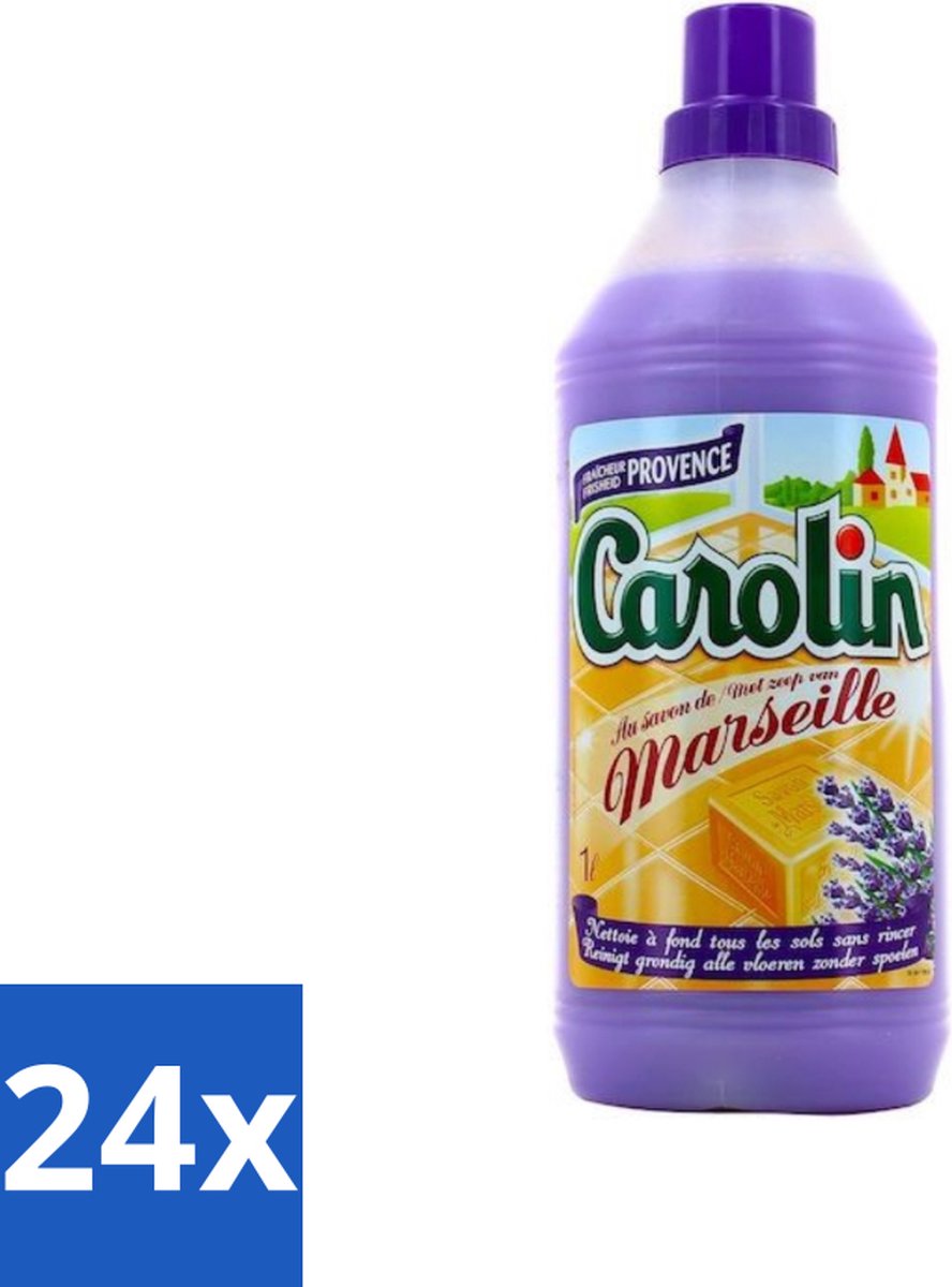 24 x Carolin - Marseille Provence - Vloerreinigingsmiddel - Tegelreiniger - 1 L - Vloerreiniger - Tegelreiniger - Marseille Zeep - Provence Geur - Vloeren Schoonmaken