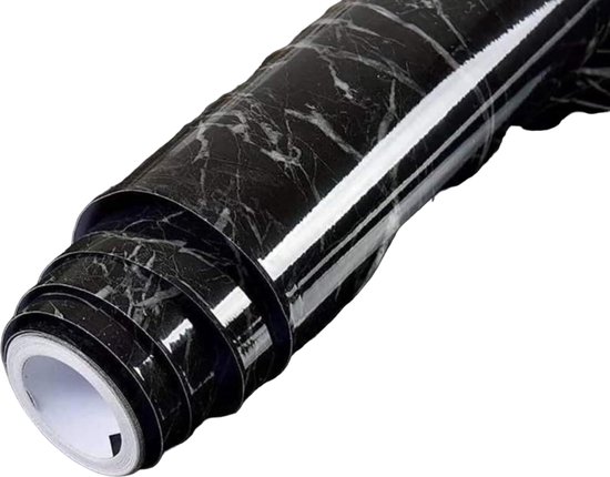 Home & Marker - Meubelfolie Zelfklevend - Plakfolie - Interieurfolie - Decoratiefolie - Muursticker - Zwart Marmer - 45x300 cm - MARBLEEX