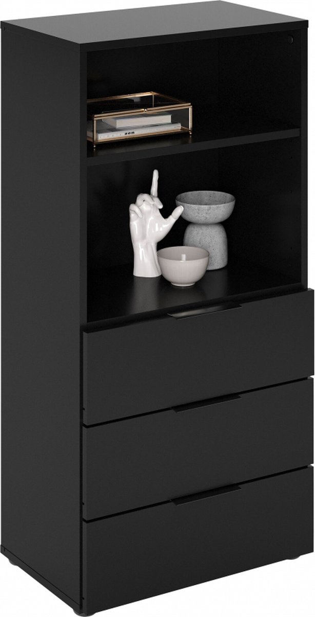 Ladekast dark 102 cm hoog mat zwart