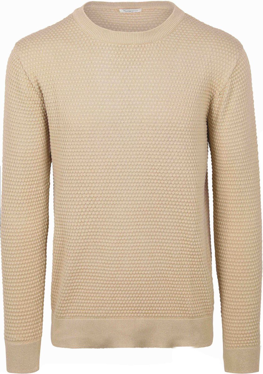 KnowledgeCotton Apparel Trui Bubble Knit Beige - Maat L - Heren - Pullovers