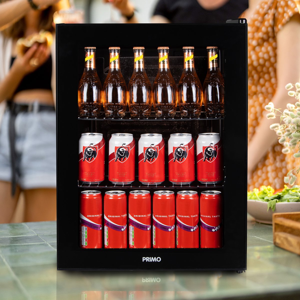 PRIMO PR179BC Drankkoelkast - Minibar - Mini Koelkast - Glazen deur - Vrijstaand - 60L - D - Zwart — afbeelding 7