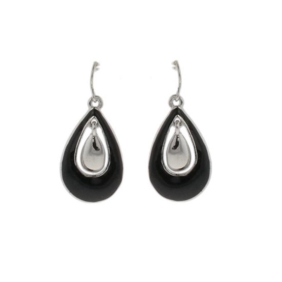 Behave Boucles d'oreilles - boucles d'oreilles - goutte - noir - dames - 3cm
