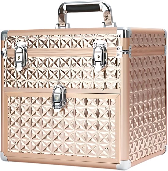 Guardian Beauty Professionele Nagel Beautycase – Nagellak Organizer & Opbergdoos voor Reizen & Salon (Goud)