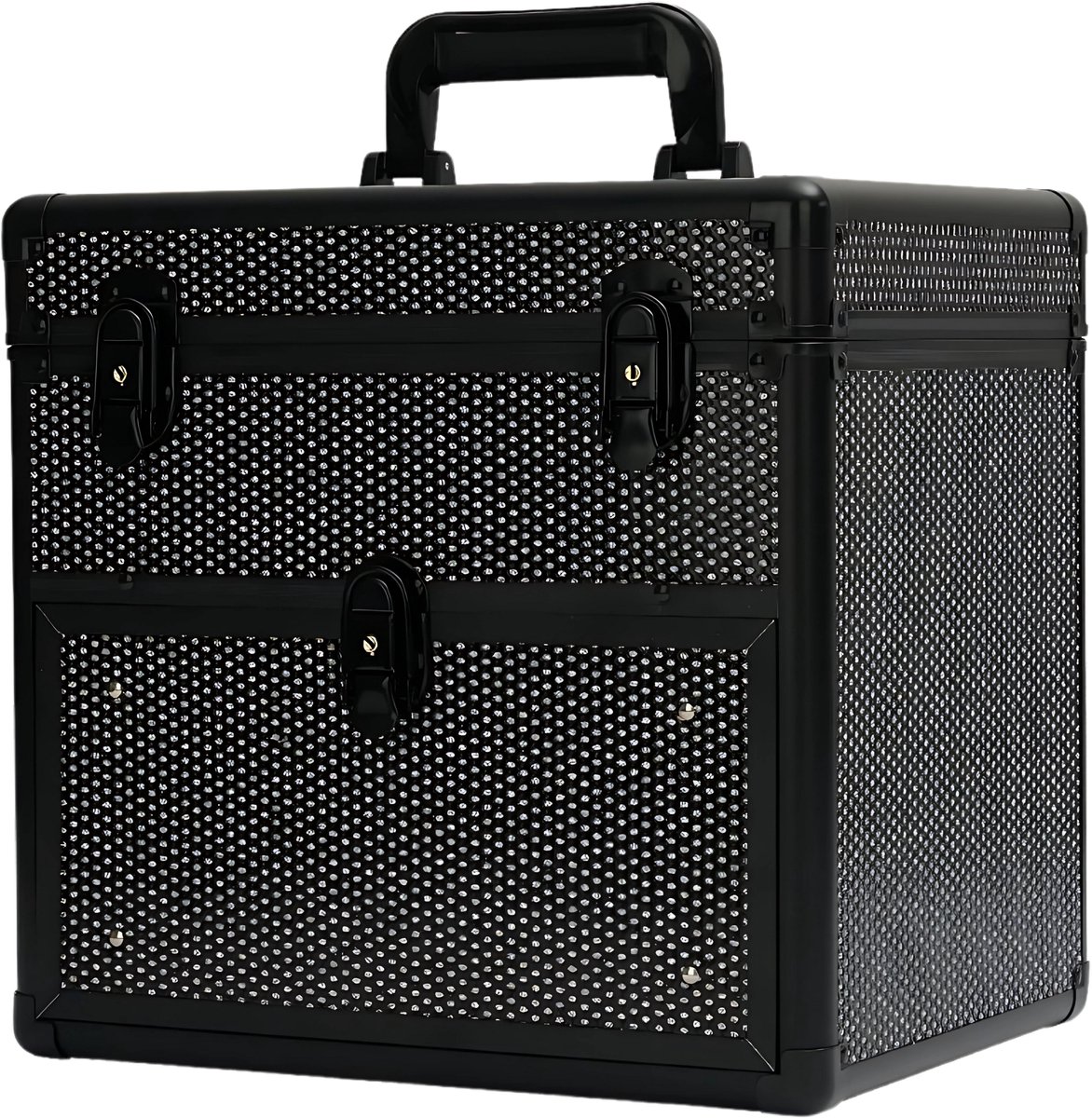 Guardian Beauty Nagel Beautycase - Aluminium - Cosmetica Organizer met Slot - 4 Laags Uitschuifbare Lades - Zwart - Kapper, Make-up, en Tattoo Artiest