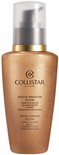 Collistar flacon met pompdispenser. Koperkleurig met glitters, tekst "Magic Drops Glow Highlighting Body Concentrate".