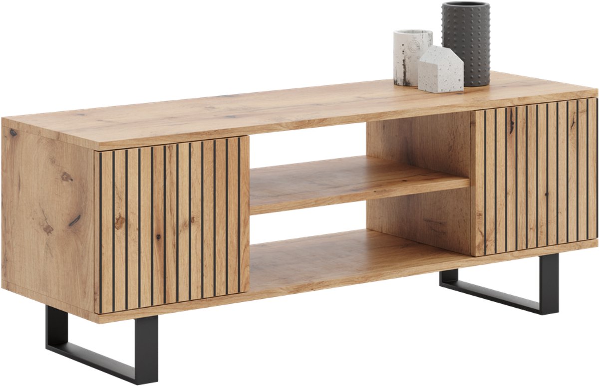 Focus loft RTV kast 135 cm - decor latten eiken ambacht