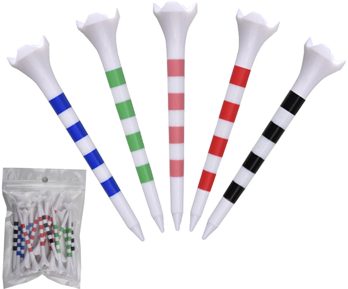 Stripe golf tees plastic 83 mm, 20 stuks multicolor, 4 punts balsteun