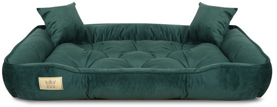 Hondenbed, box, 130x105 cm, donkergroen fluweel