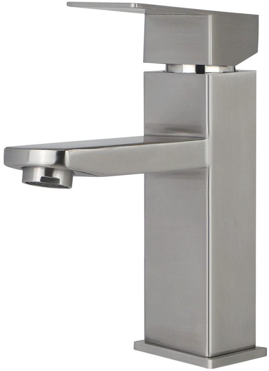 NETTLIFE Wastafelkraan - RVS - warm en koud water - Waterbesparend - Kraan Wastafel - Chroom - kraan badkamer - H 17.3cm - voor badkamer | tuin | keuken
