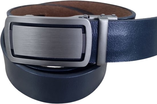 Heren Riem Echt Leer Met Automatische Gesp - Broekriem 2 Stuks Zwart En Blauw 2