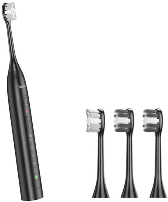 Hoco Elektrische Tandenborstel - Zwart - Inclusief 4 opzetborstels - Oplaadbaar via USB-C
