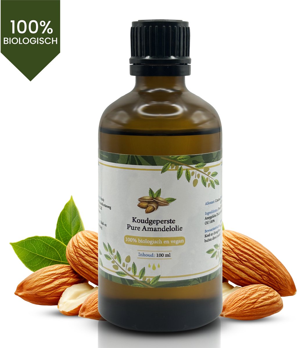Goedkoopste Amandelolie 100 Puur - 100ml in Duurzame, Glazen Fles - Biologisch & Koudgeperst - Zoete Amandel Olie - Sweet Almond Oil Uit Centraal-Azië