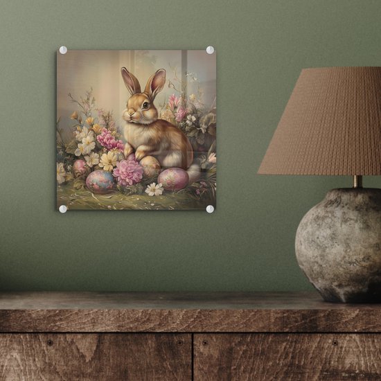 MuchoWow® Peinture sur verre 20x20 cm - Peinture sur verre acrylique - Haas - Nature morte - Fleurs - Photo sur verre - Décoration murale salon - Décoration murale chambre - Peintures