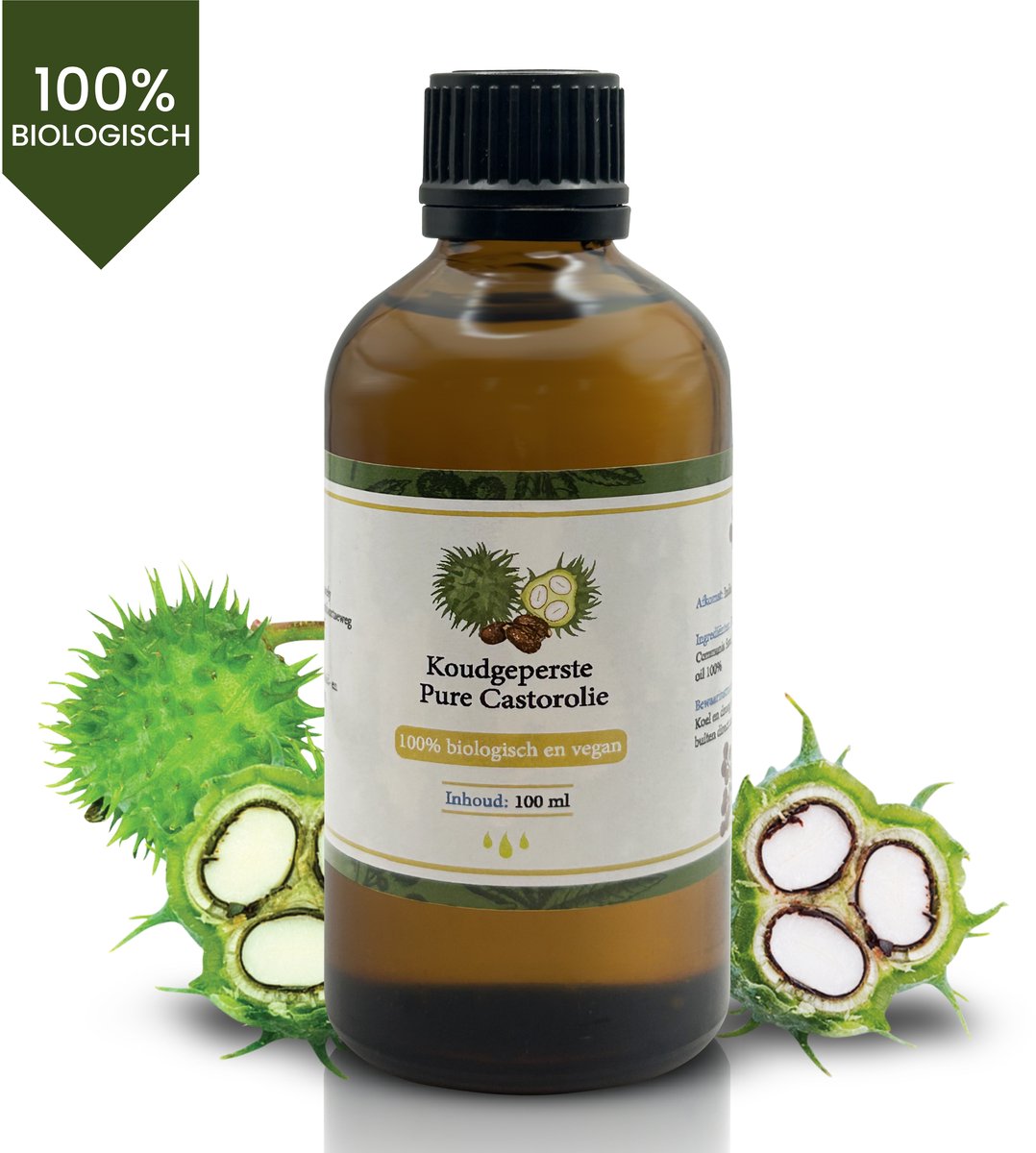 Goedkoopste Castor Olie Koudgeperst - 100ml in Duurzame, Glazen Fles - 100 Pure & Biologische Wonderolie - Hexaanvrije Castor Oil / Ricinusolie uit India