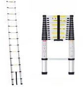 Bol.com Telescopische Loft Ladder Yuda - 380CM - Opvouwbare Trapladder - Uitschuifbare Aluminium Ladder - Draagbaar - EN131 - Ma... aanbieding