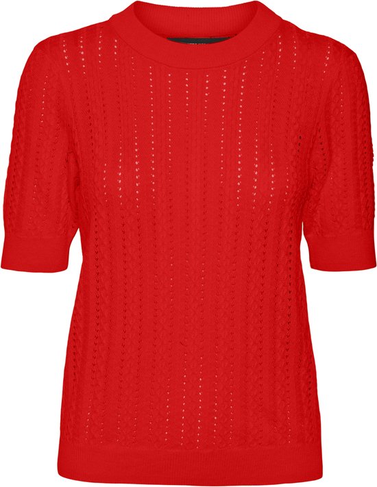 Pull col rond 2/4 VERO MODA VMMORENA GA BOO REP pour femme - Rouge ardent