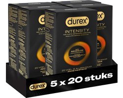 Durex Intensity Condooms - Nieuwste generatie ultradunne, latexvrije condooms voor mannen – Gedeelde lichaamswarmte - 5 x 20 stuks - Voordeelverpakking