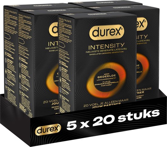 Foto: Durex intensity condooms nieuwste generatie ultradunne latexvrije condooms voor mannen gedeelde lichaamswarmte 5 x 20 stuks voordeelverpakking