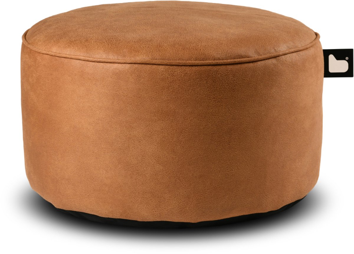 Extreme Lounging - b-poufe luxury - poef rond - voor binnen - comfortabele leatherlook - 60x40cm - tan