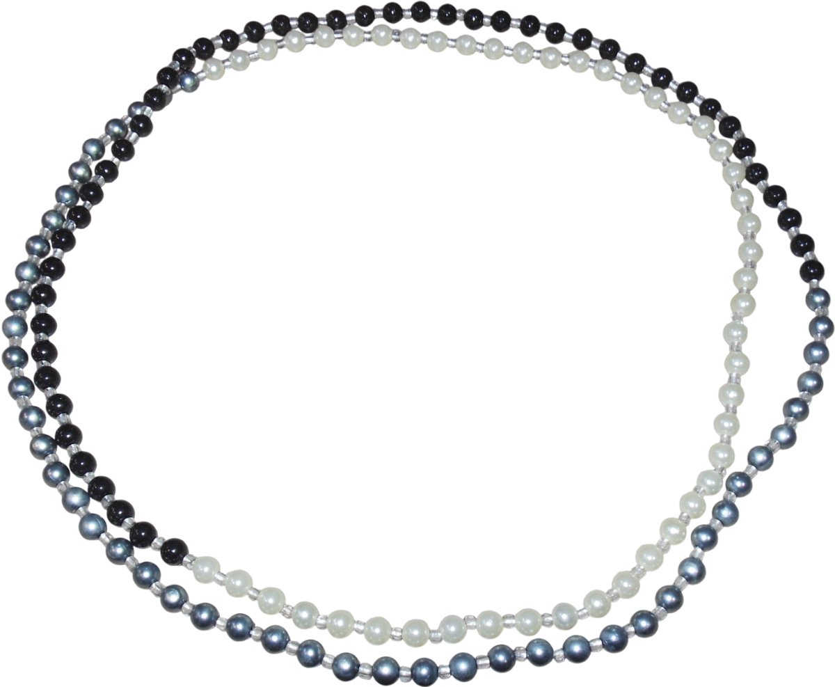 Kralen ketting zwart-grijs-cremekleur