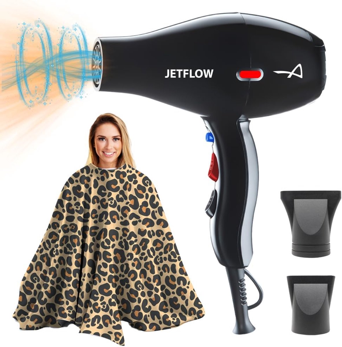 Professionele haardroger met 2300 W AC-motor, 3 temperaturen en 2 snelheden, ergonomisch ontwerp